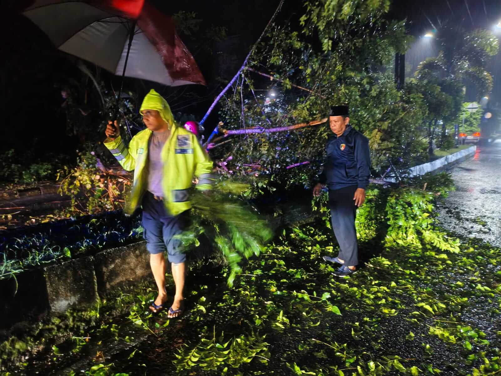 Aksi Sigap AKP Rudi dan Personel Polsek Barru Amankan Jalan Jenderal Sudirman dari Pohon Tumbang