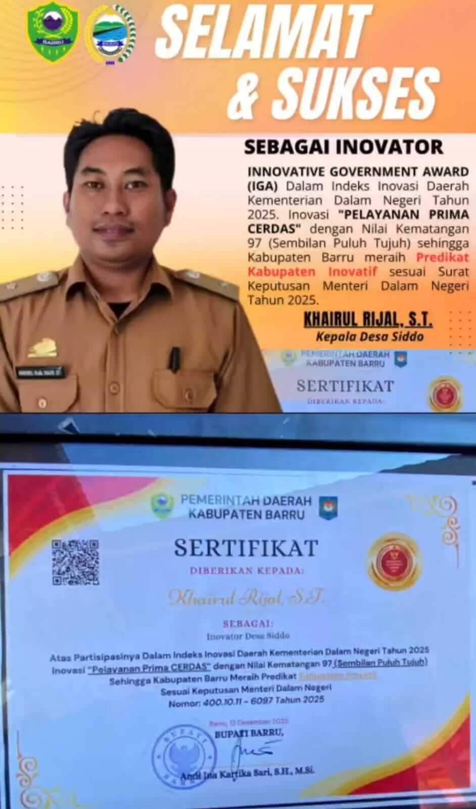 Khairul Rijal, Sang Inovator di Balik Kesuksesan Pelayanan Prima CERDAS Berbasis Digital
